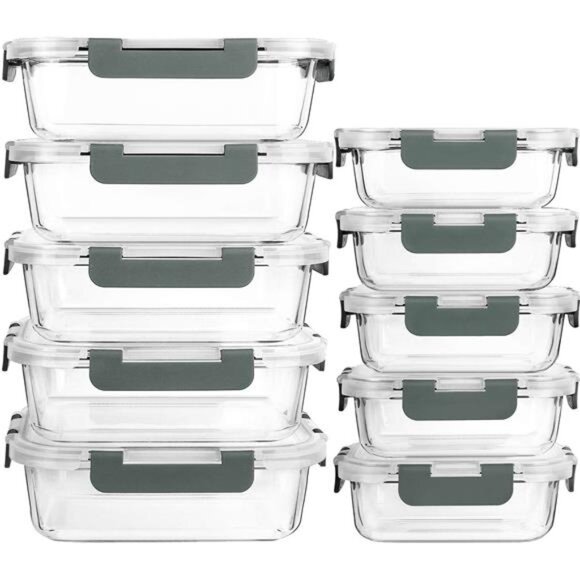 [10-Pack] Glass Meal Prep Containers with Lids, MCIRCO Food Storage Containers - Picture 1 of 7